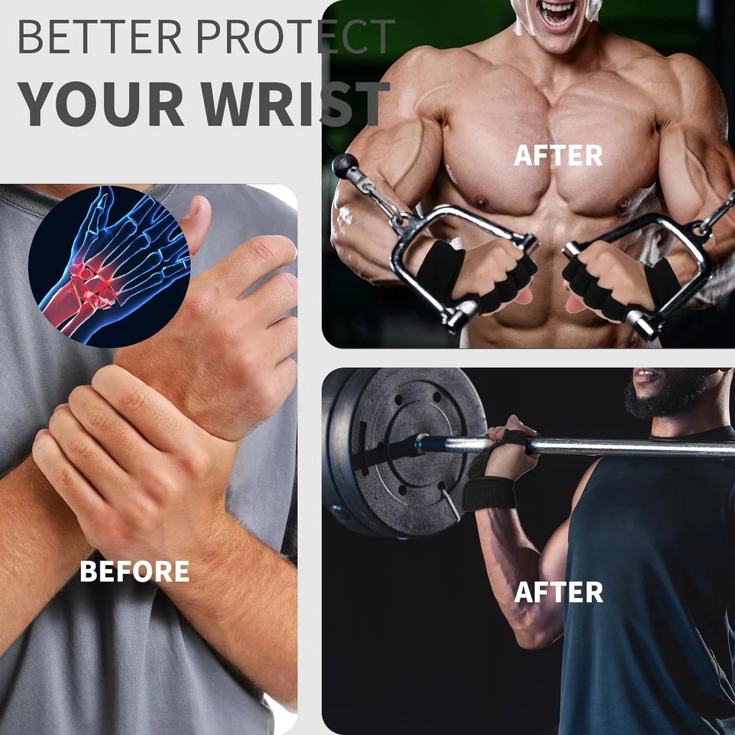 Sports Weight Lifting Workout Gloves ，with Built-in Wrist Wraps Full Palm Protection，Grip Great for Gym Pull Ups Cross Training