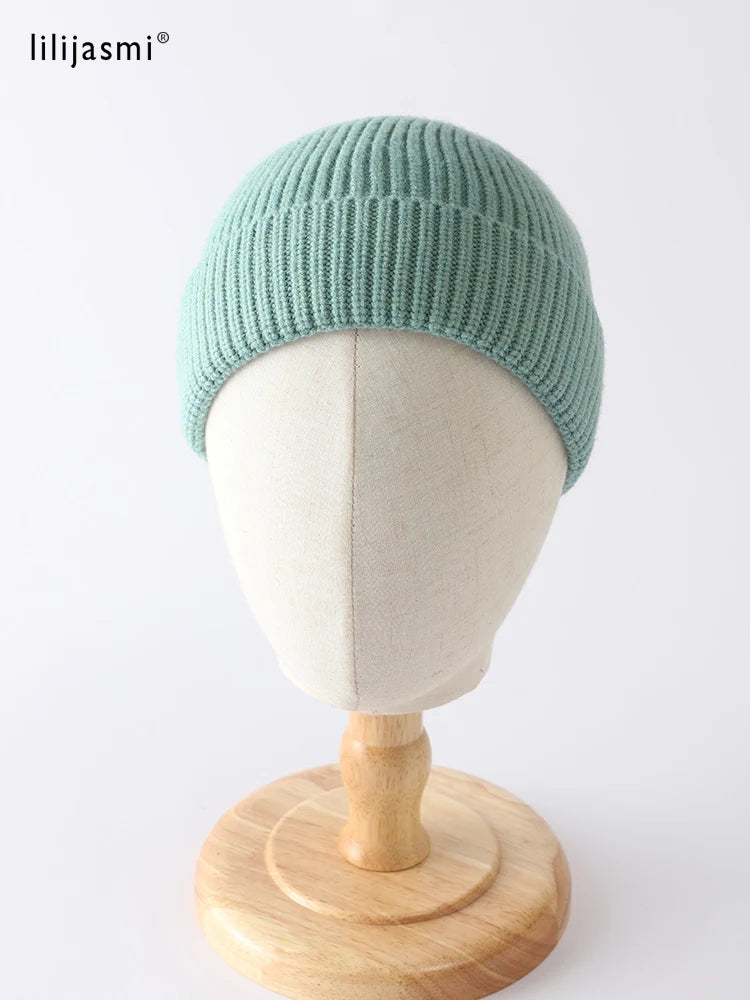 Knit Trawler Beanie Women Soft Stretch Yarn Watch Caps Men Simple Ribbed Fisherman Beanies Thick Unisex Kid's Warm Dockers Hat