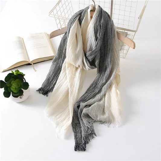 Unisex Men Women Ombre Shawl Spring Summer Cotton Blend Gradient Scarves Hijab Casual Male Scarves Crinkle Global Scarf YG367