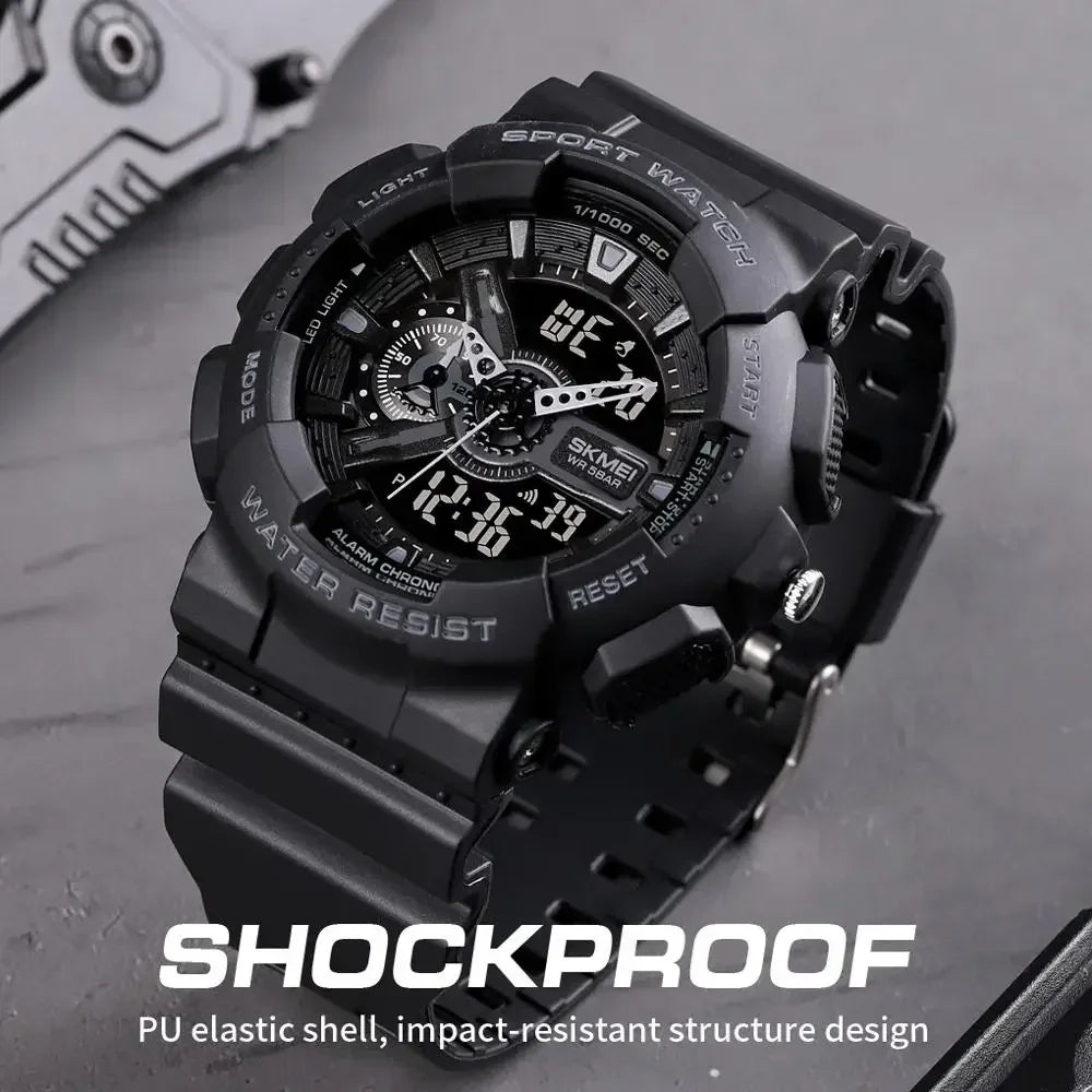 Youth Sport Digital Watch Men Shockproof Waterproof Dual Wristwatches LED Chrono Alarm Clock Mens Watches Cool Hour vogue