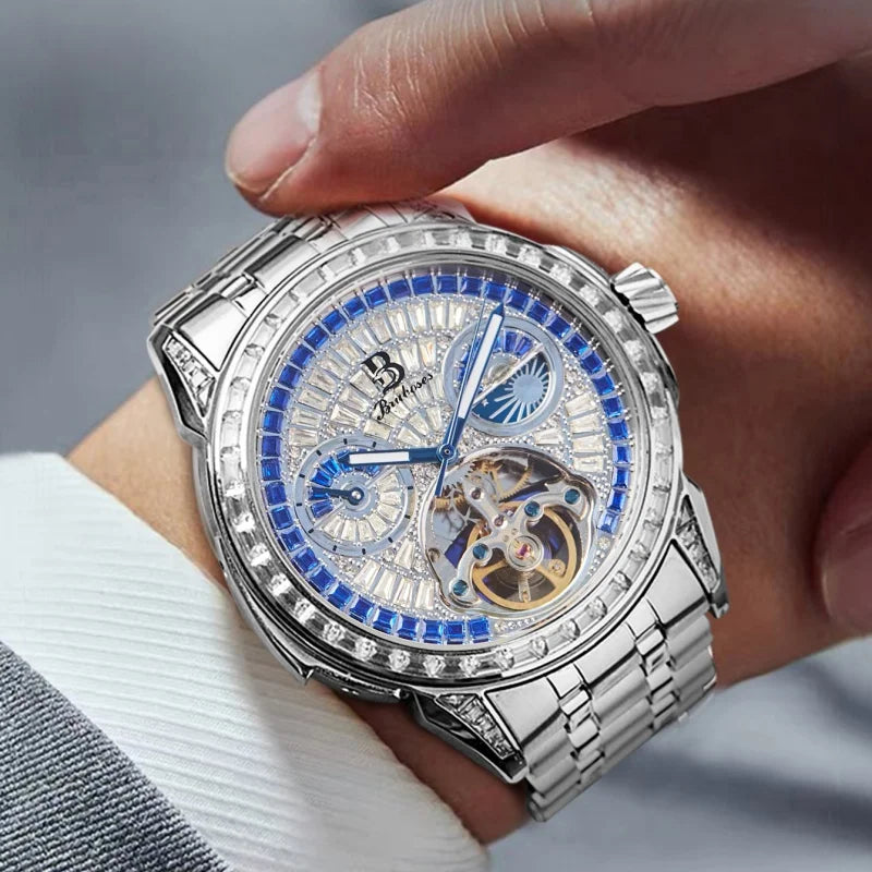 Men's Mechanical Watch Winding 316L Steel Bracelet BRUBOSES Automatic Movement Waterproof Fashion Sports Wristwatch Montre Homme