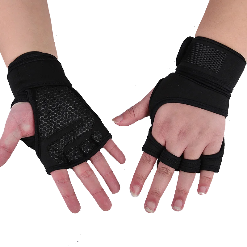 1Pair Weight Lifting Training Gloves Women Men Fitness Sports Body Building Gymnastics Grips Gym Hand Palm Protector Gloves