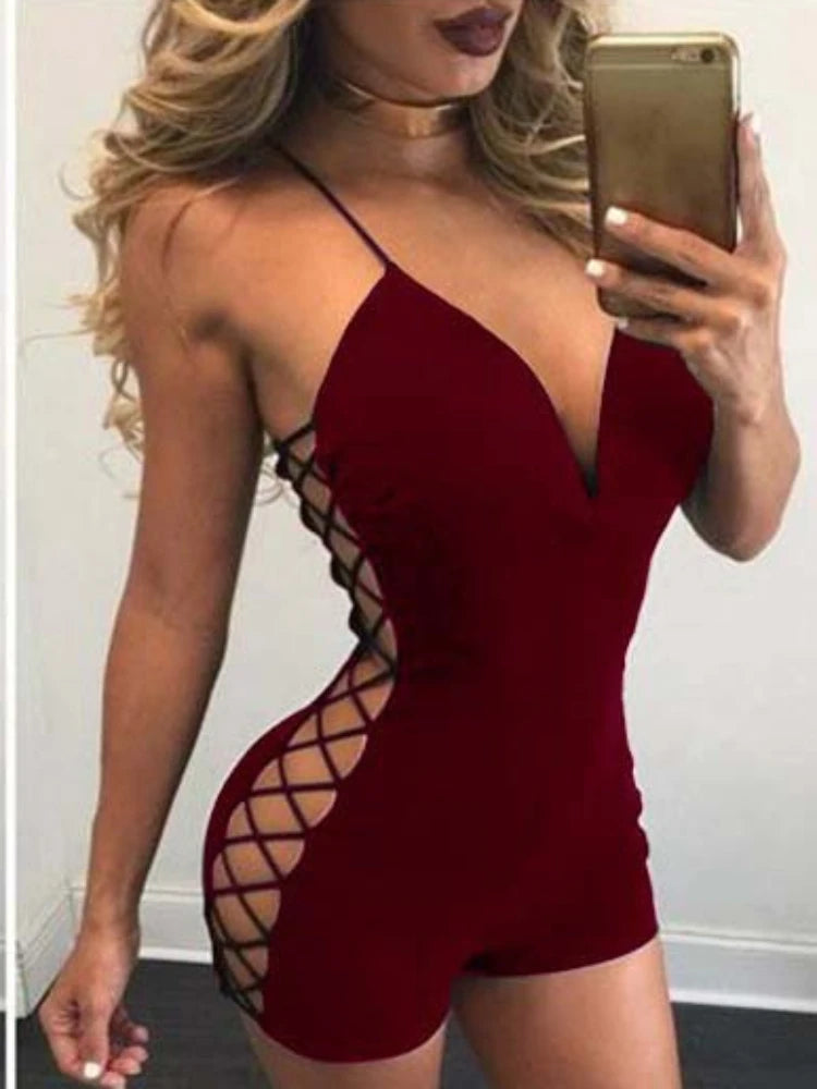 Sexy Tiefem V-Ausschnitt Seitlich Cut Out Kreuz Bandage Schlank Bodycon Kleid Frauen Spaghetti Strap Dünnes Minikleid Club Party Vestidos