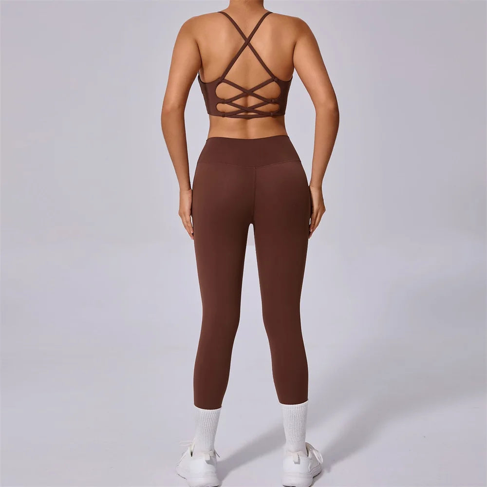 Yoga Set 2PCS Gym Set Workout Clothes for Women Seamless High Waist Leggings Sports Bra Suit Female Sportswear Women Tracksuit