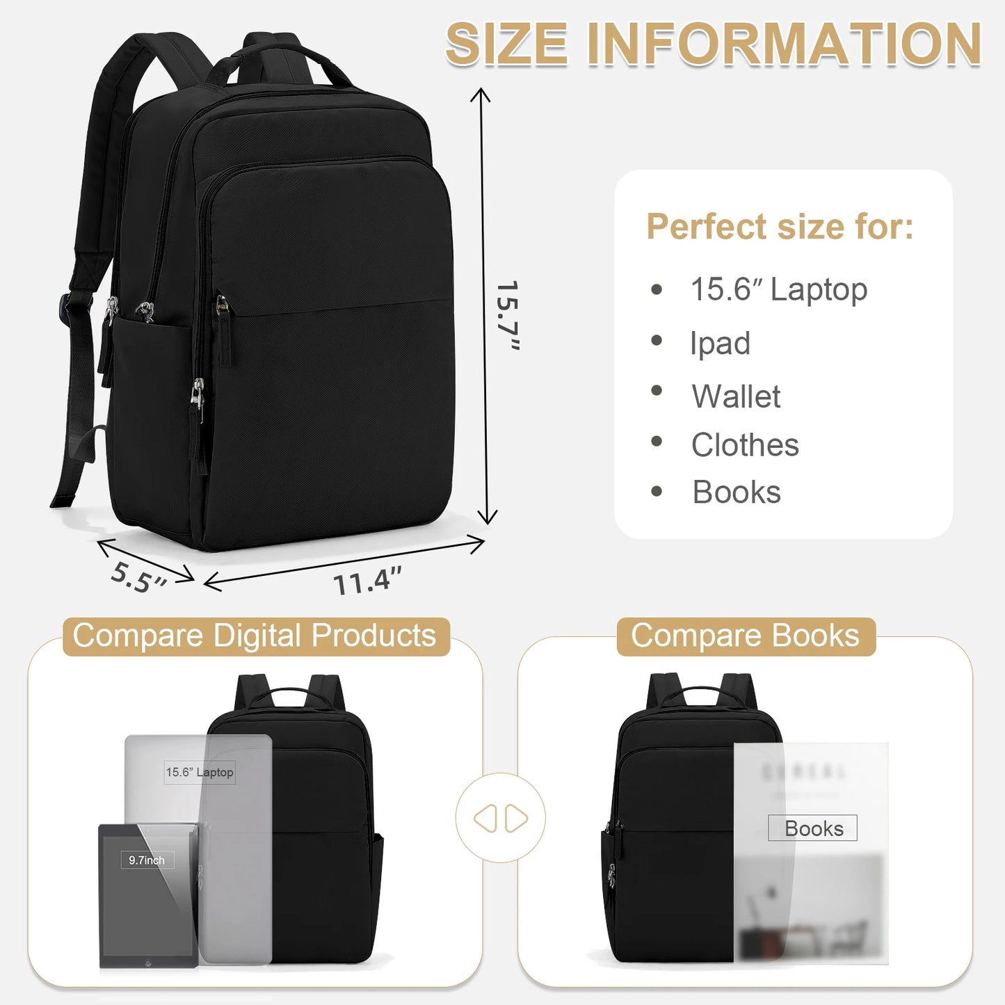 Backpacks for Women Versatile College Daypack Casual Student Schoolbag Waterproof Large-Capacity Travel Backpack Laptop Bag