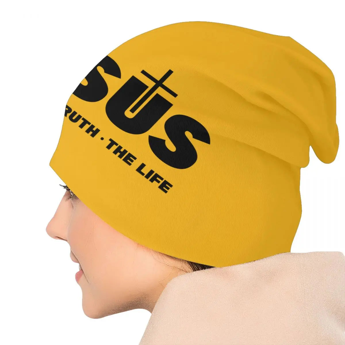 Custom Jesus Christ The Way The Truth The Life Skullies Beanies Winter Knitted Hat Religion Cross Christian Faith Bonnet Hats