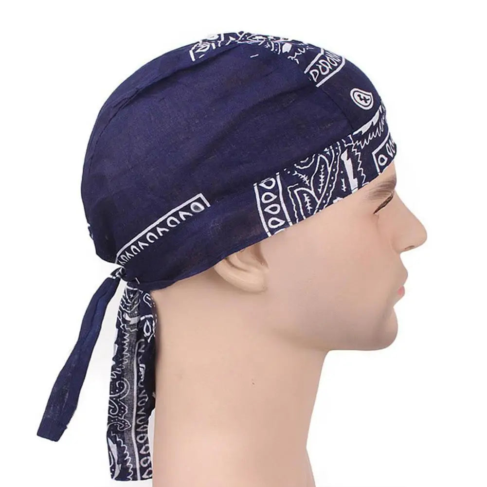 Outdoor Cycling Hat Pirate Hat Pure Cotton Printed Square Scarf Hat Headband Rag Durag Cap Beanie Wrap Hip hop Headscarf Hat