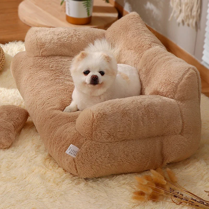 Pet Couch Bed with Pillow, Cat Sofa with Washable Cover, Calming Dog Bed with Non-Slip Bottom, Fluffy Cat Couch, Pet Furniture