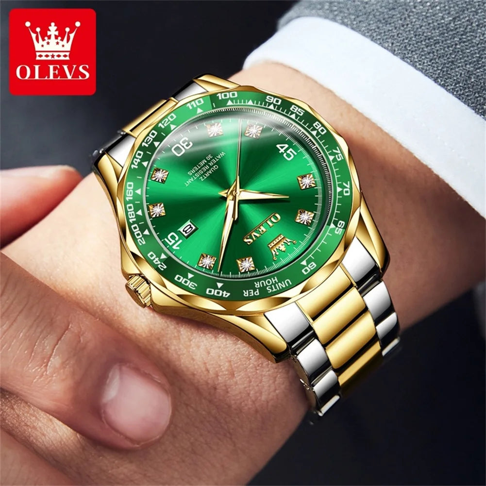 OLEVS 9988 Quarzuhr für Männer Luxus Stil Wasserdicht edelstahl TOP Marke Klassische Datum Herren Uhren Relógio Masculino