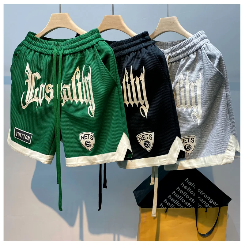 2024 Summer Men's Shorts American Fashion Embroidery Shorts Streetwear Harajuku Letter Sports Shorts Casual Men's Clothing Short