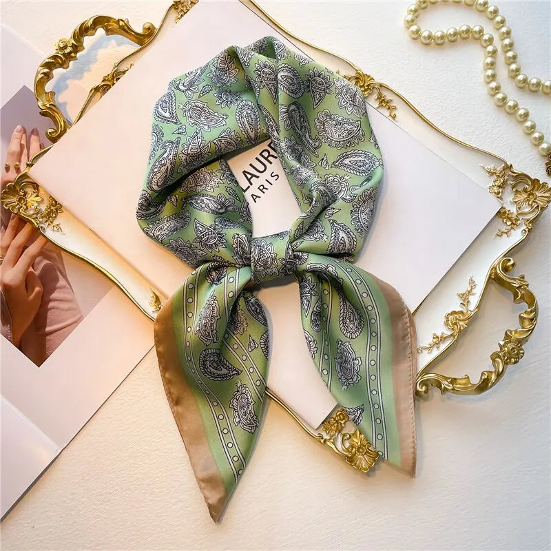 70cm Silk Square Scarf Women Satin Bandana Print Scarves Head Band Fashion Lady Hair Shawl Wrap Female Neckerchief Hijab