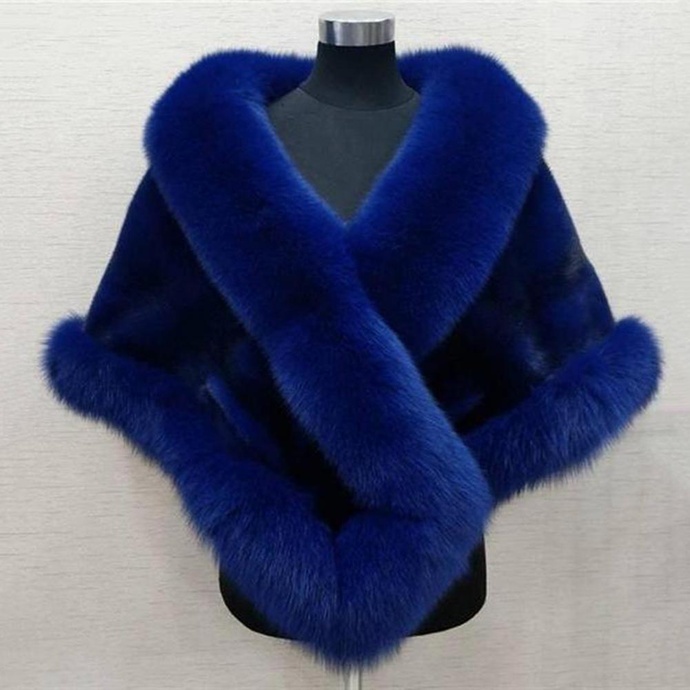 Faux Fur Shawl Faux Rabbit Collar Winter Shawls Elegant Bridal Fur Wrap Shawl Plush Warm Cape Coat Fluffy Poncho Women Jacket