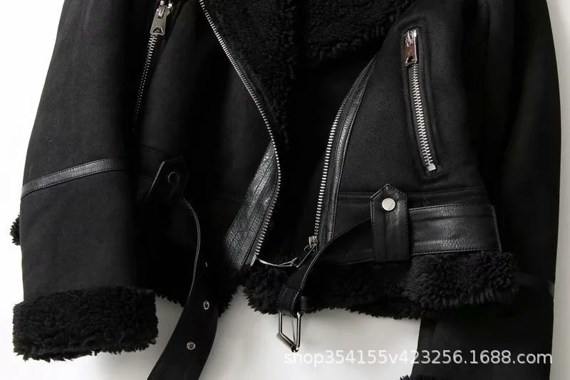 2024 Women's Autumn and Winter New Suede Surface Imitation Fur Integrated Warm Jacket