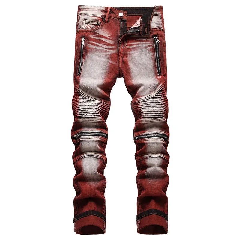 2021 European Style Men Black Jeans Spring Autumn Digital Printing Cotton Pants Men's Slim Fashion Stretch Casual Denim Trousers