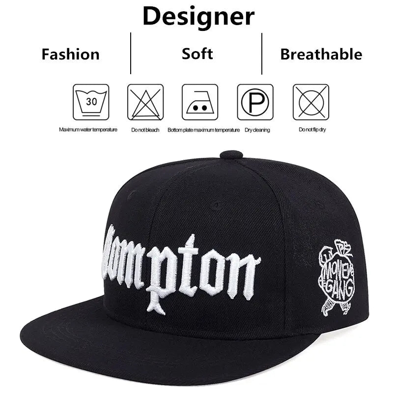 New COMPTON CAP Street Dance Snapback Hat Hip Hop Headwear for Men Women Adult Outdoor Casual Sun Baseball Cap