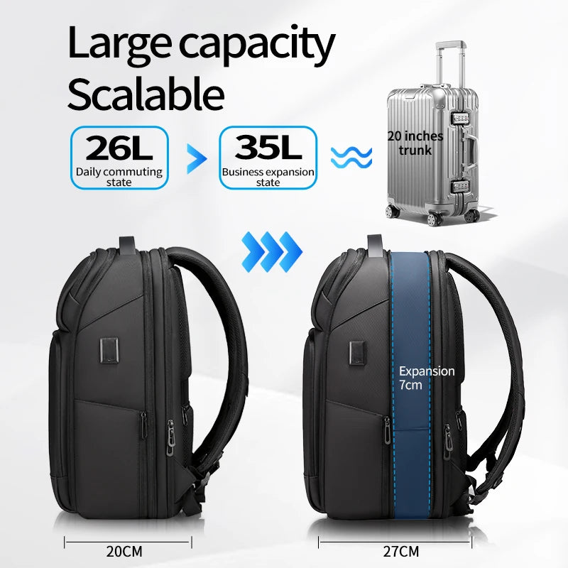 Fenruien Business Waterproof Backpacks USB Charging Men Backpack Fit 15.6 Inch Laptop Travel 35L Large Capacity Backpack