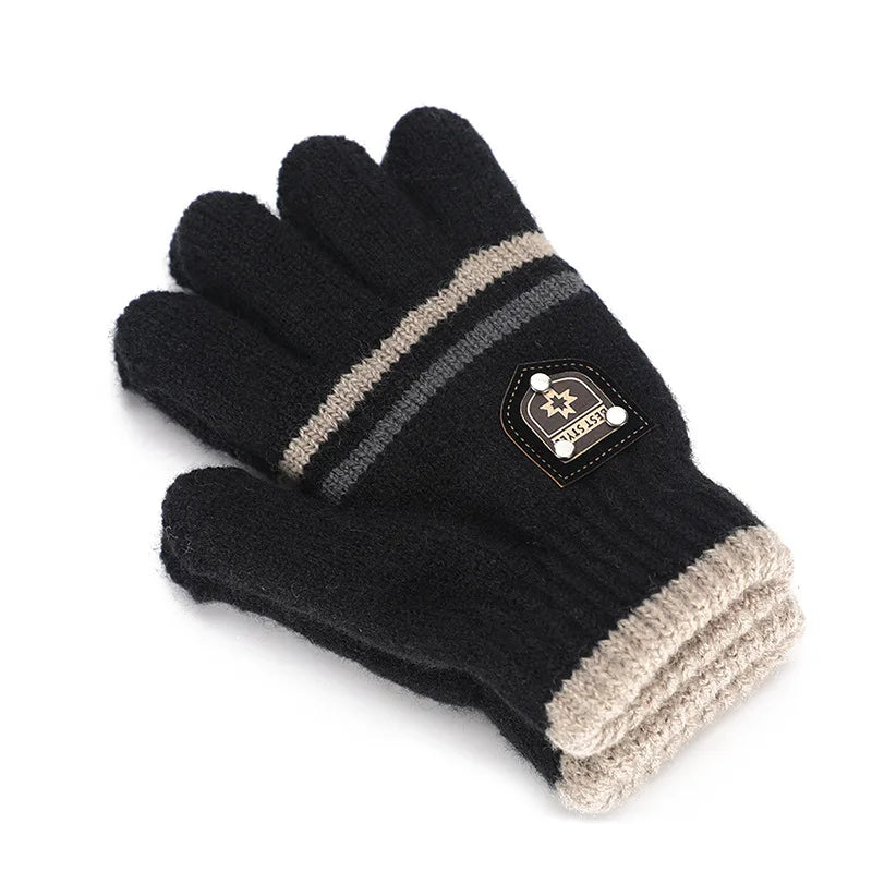 Winter Children's Gloves Kids Double Inner Wool Boys Gilrs Cold-Proof Soft Warm Thick Autumn Elastic Travel Knitted Gloves