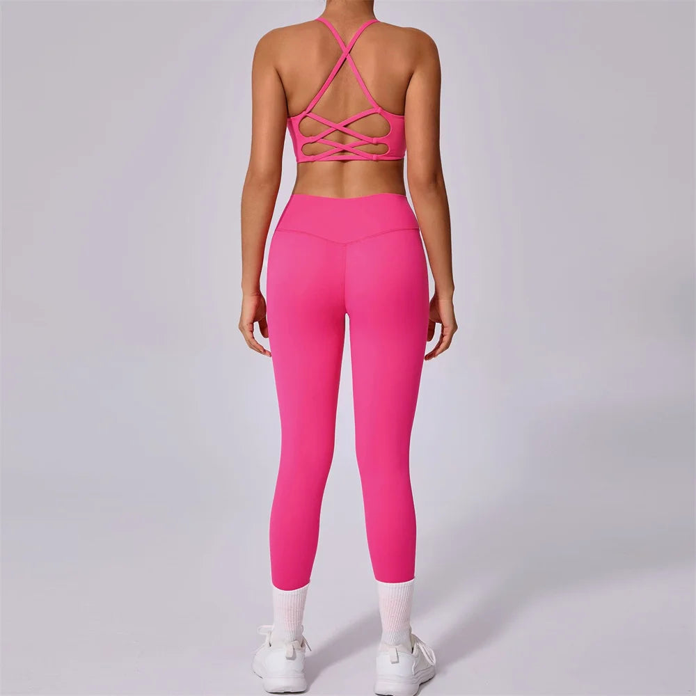 Yoga Set 2PCS Gym Set Workout Clothes for Women Seamless High Waist Leggings Sports Bra Suit Female Sportswear Women Tracksuit