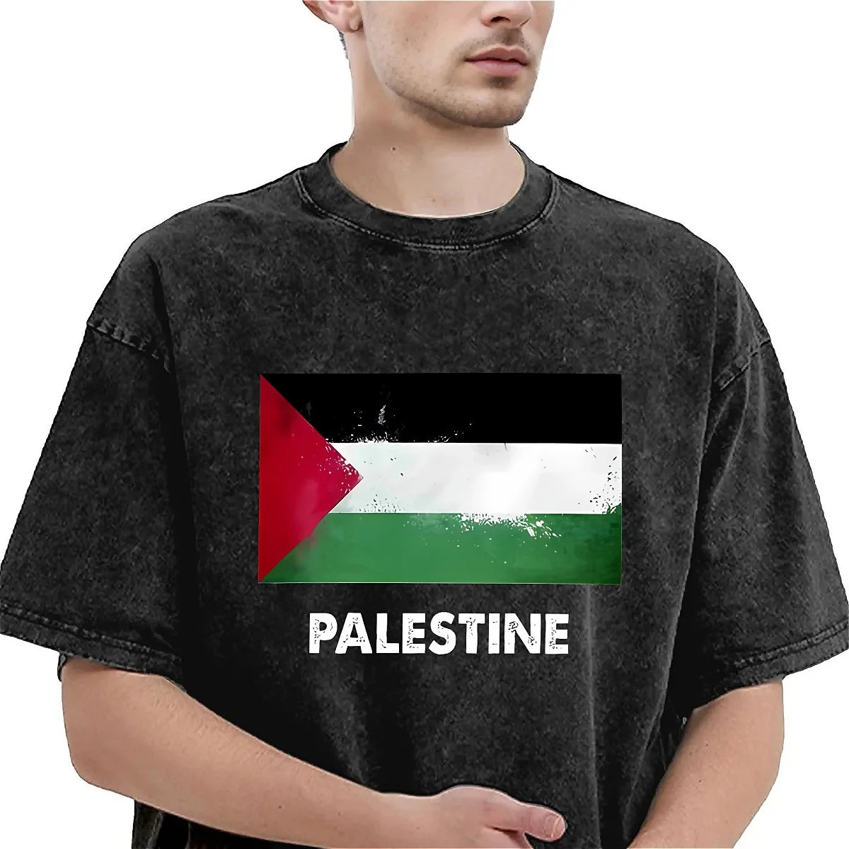 Streetwear Washed T-Shirt P-Palestine Flag Simple T-Shirts Palestinian Hip Hop Tee Shirt for Men Women Beach Y2K Classic Clothes