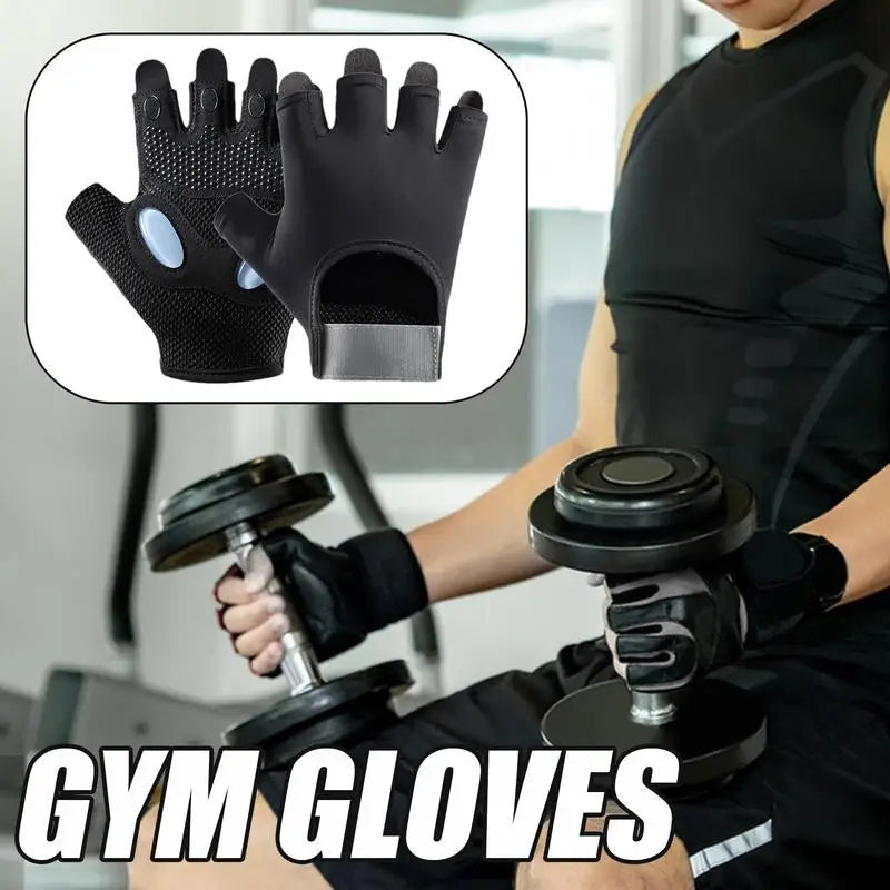 Weight Lifting Gloves Anti Slip Half-Finger Breathable Gym Gloves Adjustable High Elastic Shock Absorption Fitness Gloves For