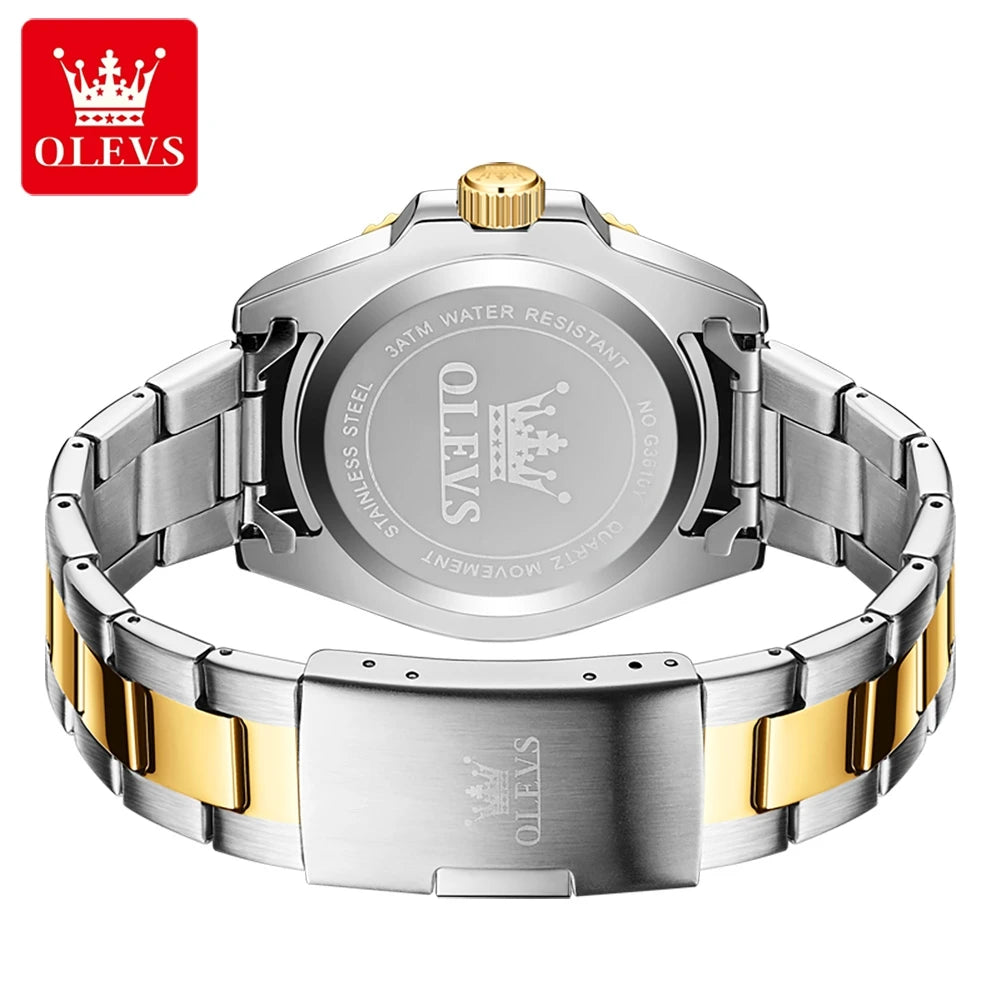 OLEVS 3610 Hot Original Luxury Men's Watches Waterproof Calendar Luminous Quartz Watch for Man Stainless Steel Authentic Watch