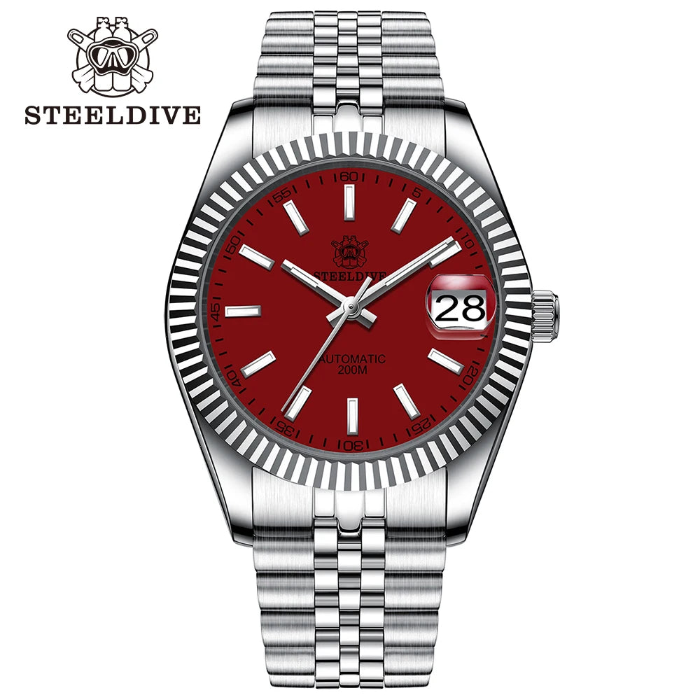 STEELDIVE Turquoise SD1933 Water Ghost Watch 200m Waterproof Sapphire Date NH35 Automatic mechanical Watch with Bracelet