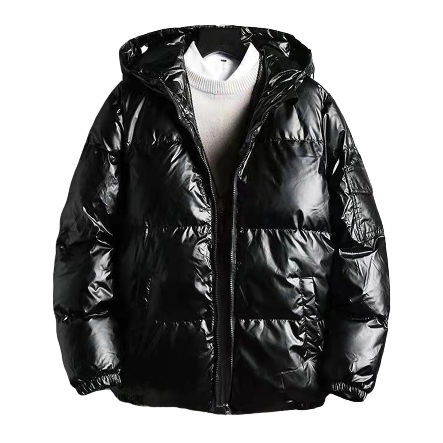 White Duck Down Jacket Men's Winter Fashion Casual Short Coat Shiny Hooded Windbreaker Youth Men Outwear Down Coat Male