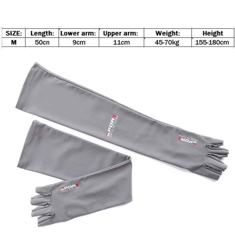 1Pair Sport Arm Sleeves Cycling Running Fishing Climbing Arm Cover Sun UV Protection Ice Cool Sleeves 5 Finger Cuff