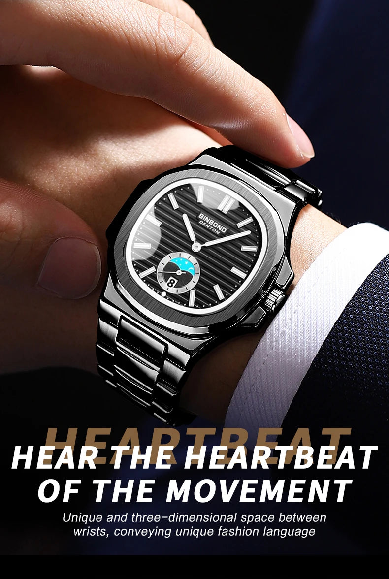 BINBOND Neue Casual Business Uhr Männer Luxus Quarzuhr Leuchtende Wasserdichte Datum Mode Quarz armbanduhren Relógio Homem