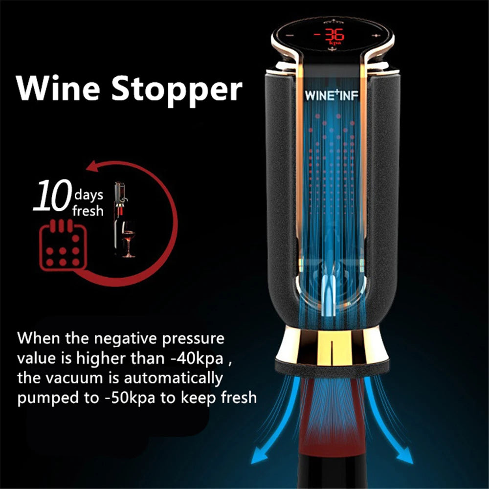 Waterproof Electric Wine Aerator Alcohol Output Setting Wine Decanter Dispenser Pump 10 Days Vacuum Preservation Wine Stopper