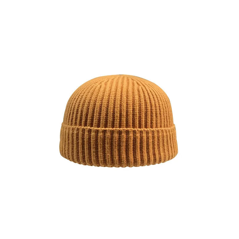 Herbst Winter Kurze Warme Melone Hut Männer Gestrickte Runde Top Krempe Kalten Hut Frauen Street hip-hop Wolle Beanie