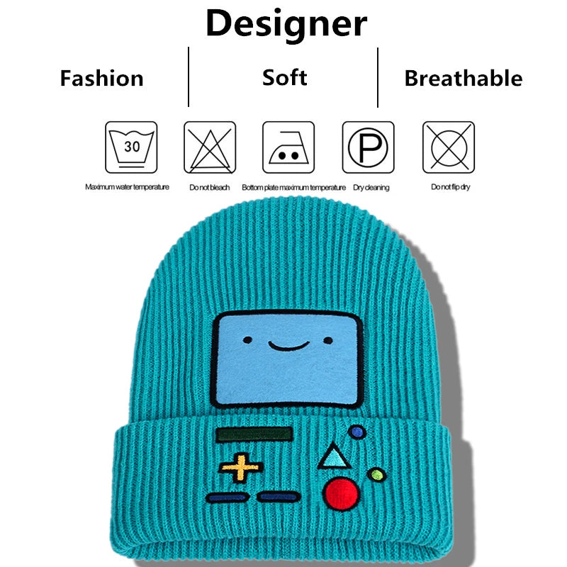 New Cartoon Adventure Time Casual Beanies For Women Men Hip Hop Beanie Hat Lovely Warm Knitted Skull Bonnet Gorros Ski Skullies