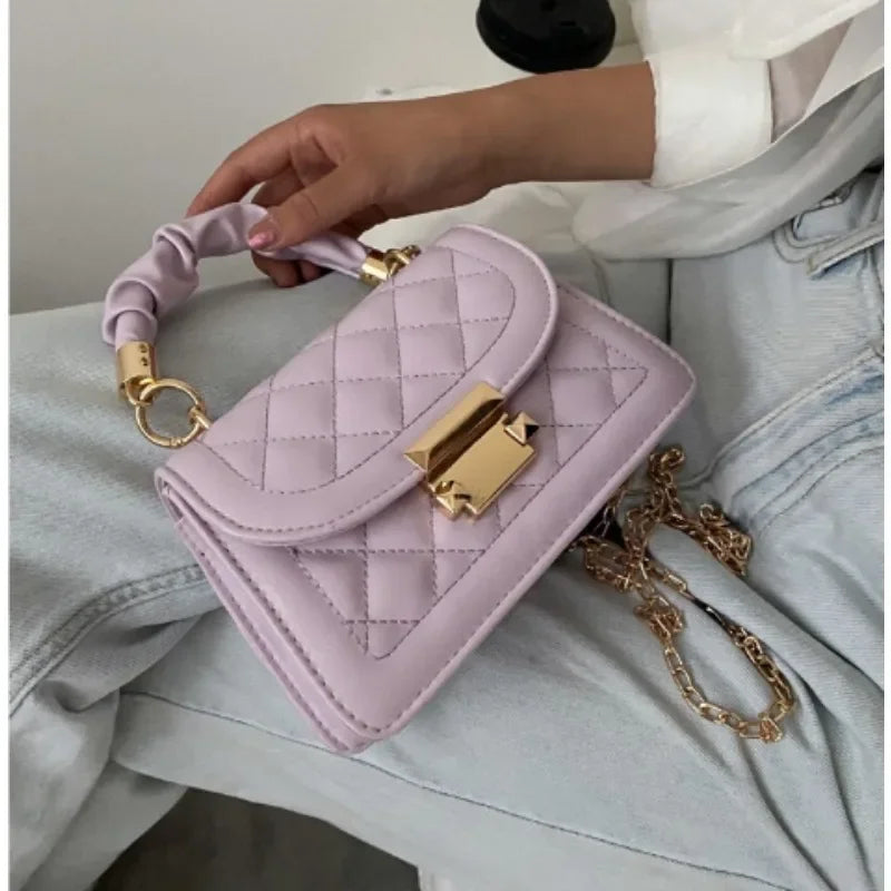 Grid pattern tote bag women's buckle decoration flap wallet fashion PU leather crossbody bag high quality bag