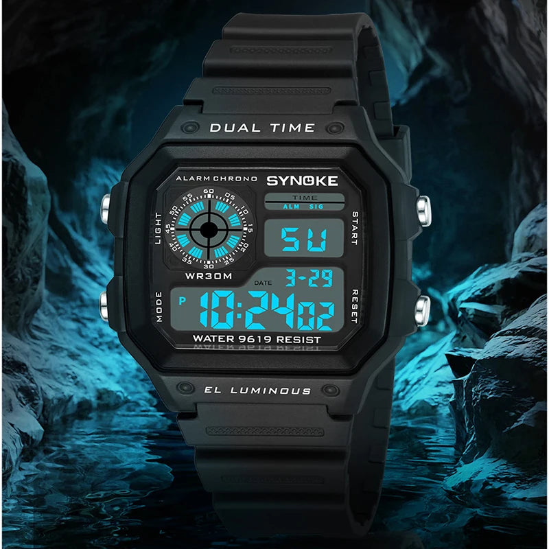 Digital Watches Men Sports Luminous Multifunction Waterproof Women Wristwatch Outdoor and Running Student Seven Lights Synoke