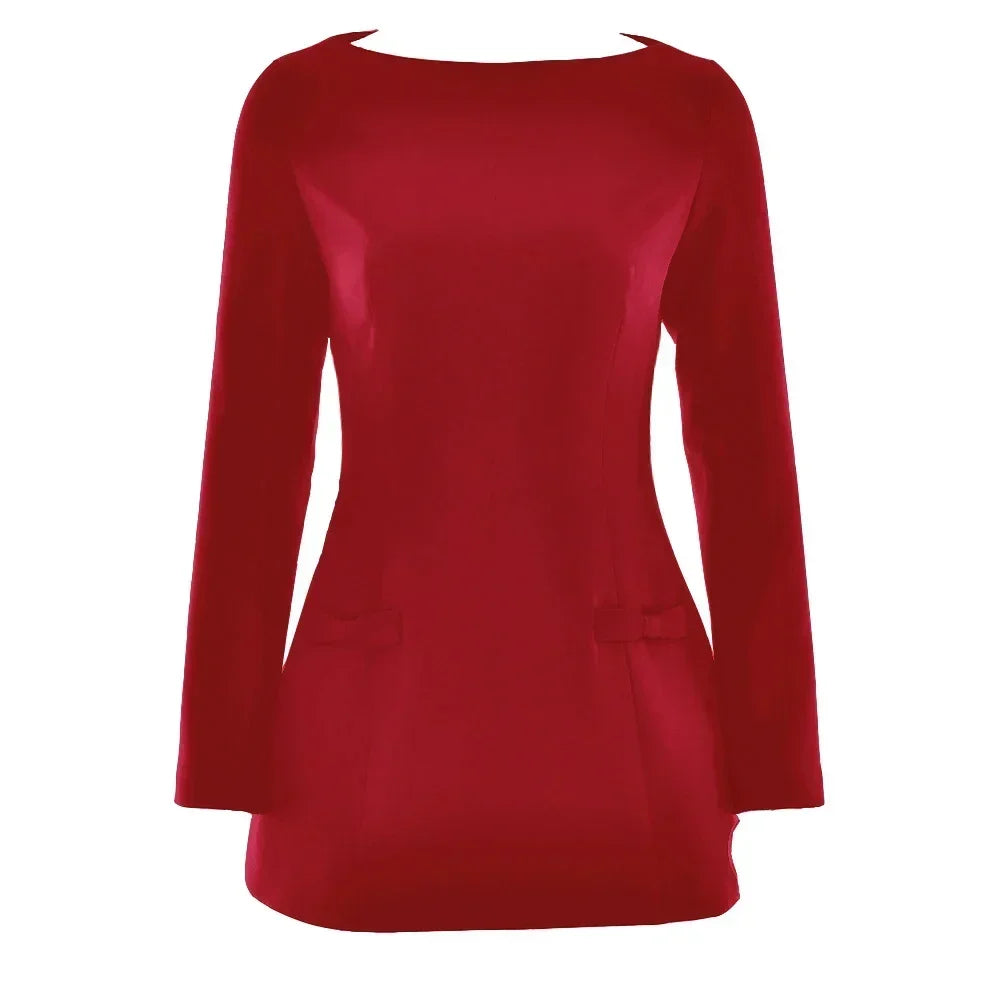 Oligai Women's Clothing 2024 Autumn and Winter Dress Red Sexy and Elegant Dress Lovely O Neck Long Sleeve A Line Party Dresses