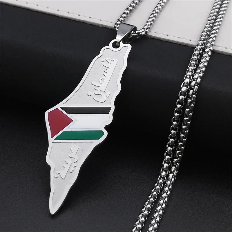 HNSP Palestine Flag Stainless Steel Pendant Necklace Chain For Men Women Jewelry Accessories