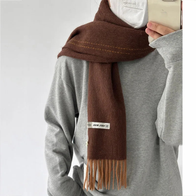 Elegant Good Quality 100% Wool Scarf Women Men Autumn Winter Neckerchief Shawl Long Korea Style Fashion Deluxe Muffler