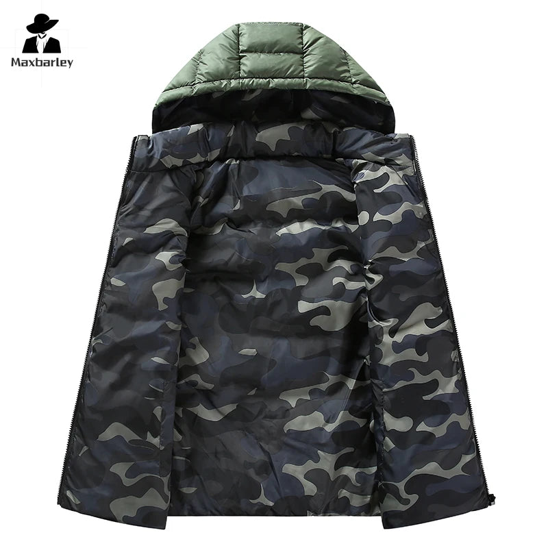 Winter Vest Men's Fashion Thickened Warm Double-sided Down Cotton Jacket Men's Casual Snow Cold-proof Detachable Cap Padded Vest