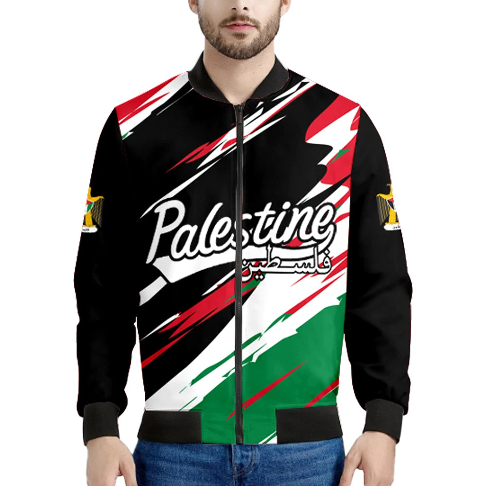 Palestine Zipper Jacket Free Custom Made Name Number Print Photo Coats Palaestina Nation Flag Tate Palestina College Clothes