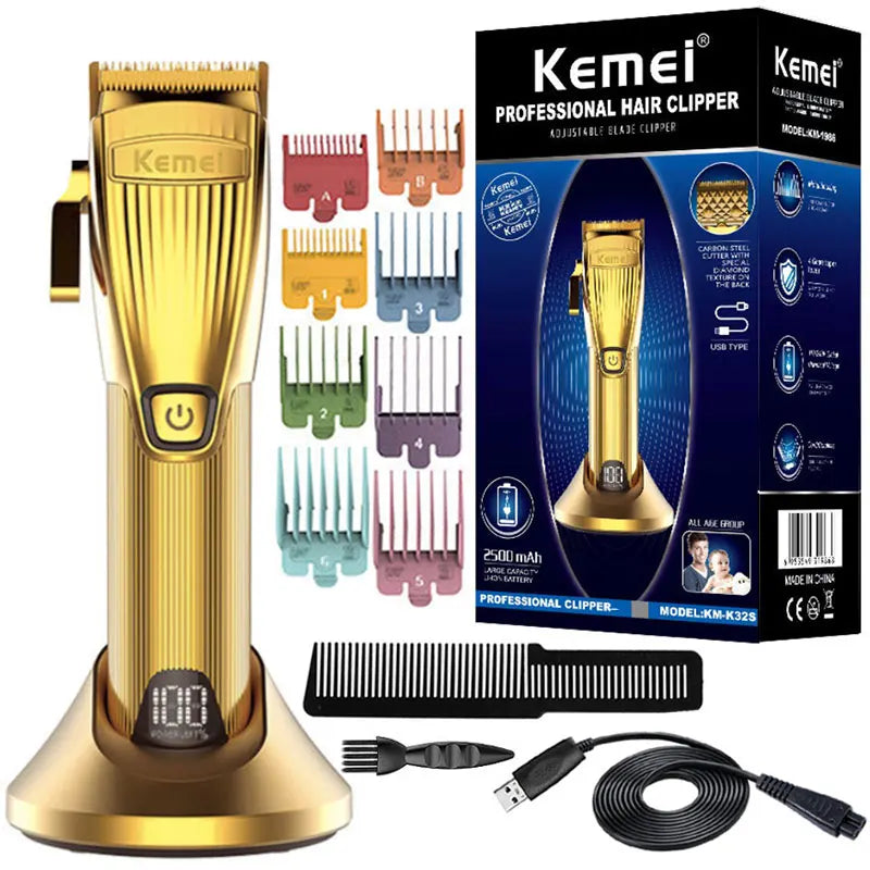 Kemei Professional Hair Trimmer For Men Electric Shaver Beard & Hair Clipper Rechargeable Haircut Machine For Barber Salon Home