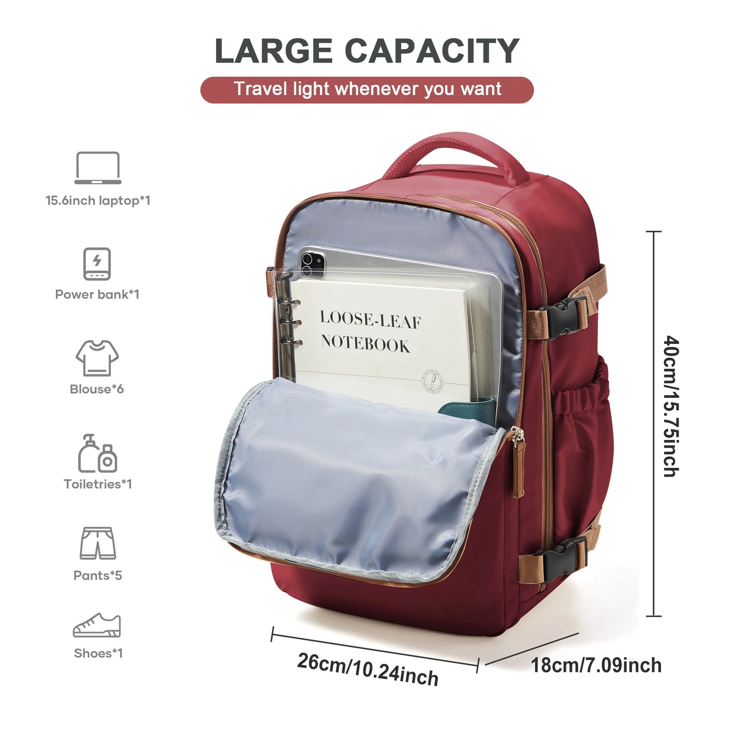 Travel Backpack Cabin Bag 40x30x20 Wizzair Carry-Ons, Aeroplane Men Women 15.6 inch Laptop Backpack, Waterproof Casual Bussiness