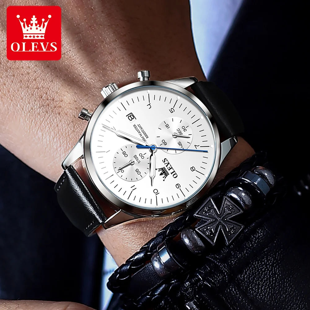 OLEVS Watches for Men Original Brand Quartz Luxury Business Men's Watch Waterproof Luminous Date Fashion Chronograph Wristwatch