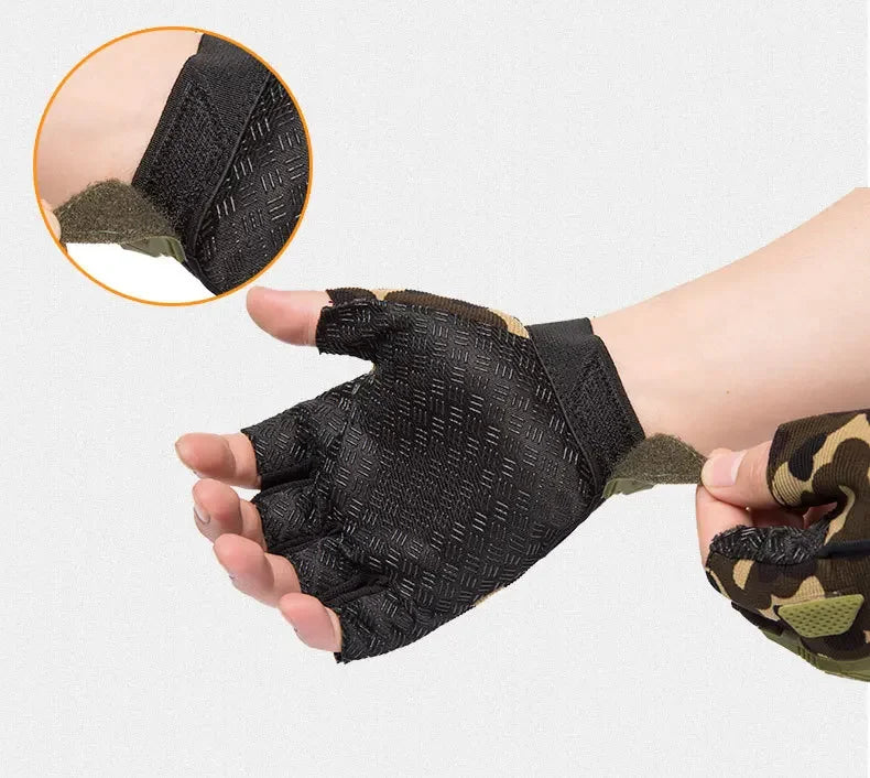 Fingerless Gloves Camouflage Mittens For Fitness Gym Male Anti-skid Motorcycle Men Women Moto Half Finger Fitness Gloves