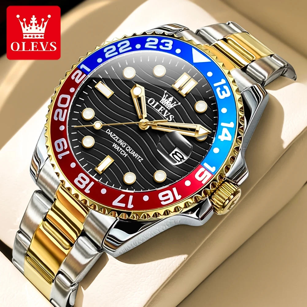 OLEVS 3610 Hot Original Luxury Men's Watches Waterproof Calendar Luminous Quartz Watch for Man Stainless Steel Authentic Watch