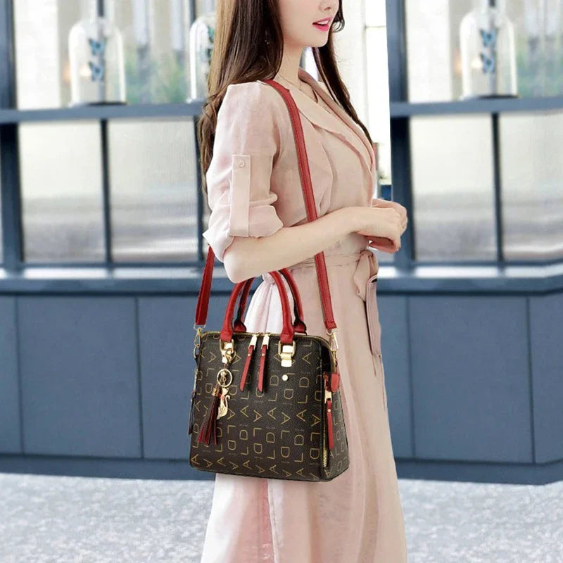 Vintage Handle Bag for Women Luxury Middle-aged Top-handle Handbags Female PU Leather Messenger Crossbody Bag Tote bolsa