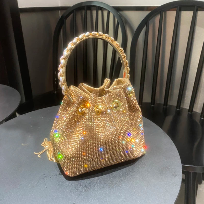 purses and handbags bags for women luxury Designer bucket clutch purse evening banquet bag Crystal rhinestone shoulder bag