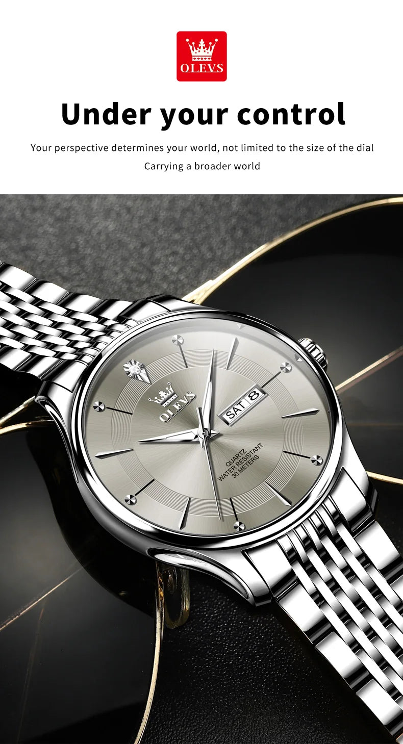 OLEVS Gold Uhr für Männer Original Quarz Uhr Luxus Elegante Woche Datum Leuchtende Wasserdicht edelstahl herren Uhren Trend