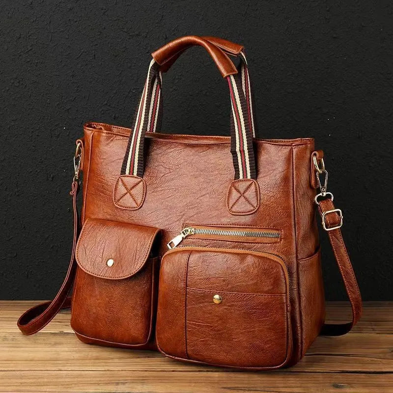 Women's Handbag Women's Shoulder Bag Fashion Purse Vintage Leather Bag Large Capacity Handbag Inclined Shoulder Bag Mom's Bag