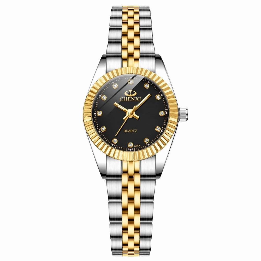 CHENXI Brand Top Luxury Ladies Gold Watch Women Golden Clock Female Women Dress Rhinestone Quartz Waterproof Watches Feminine