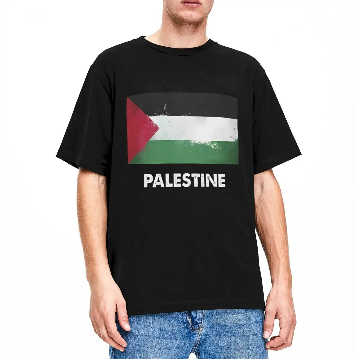 P-Palestine Flag T-Shirt Men's Palestinian Y2K Retro 100 Cotton T Shirts Summer O Neck Hippie Tees Custom DIY Oversized Clothes